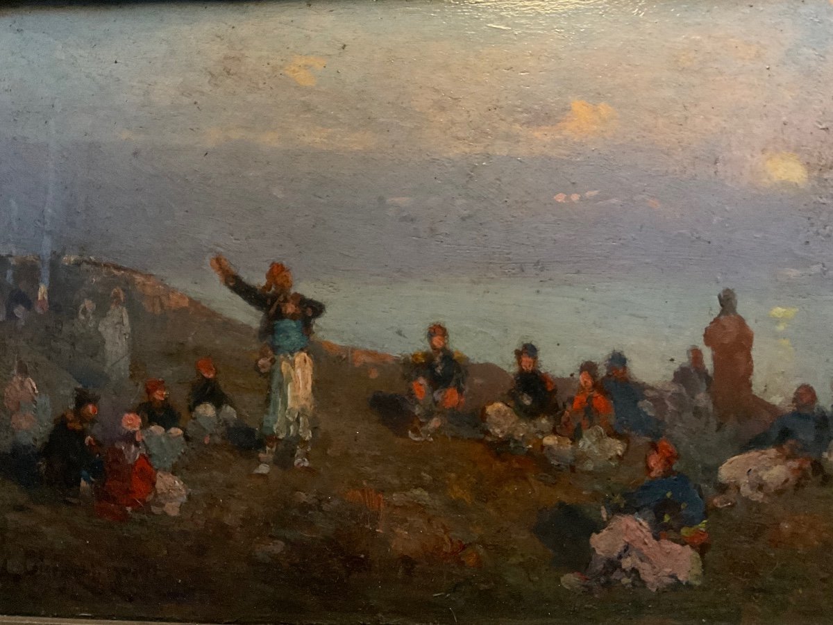 Group Of Zouaves By Alphonse Chigot Oil On Wood-photo-1