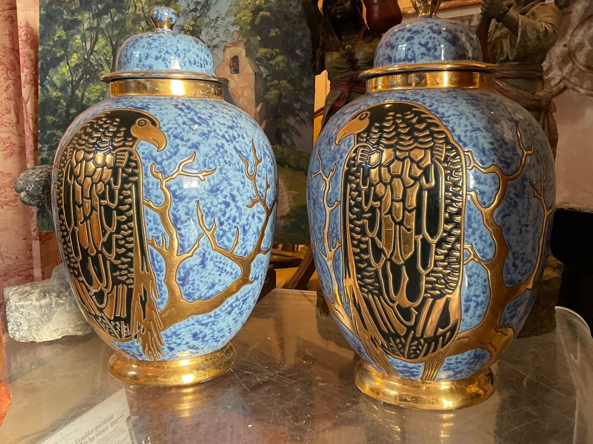 Very Beautiful Pair Of Montieres Eagle Vases-photo-4