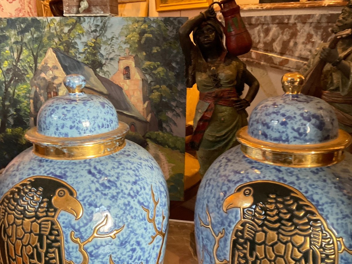 Very Beautiful Pair Of Montieres Eagle Vases-photo-1