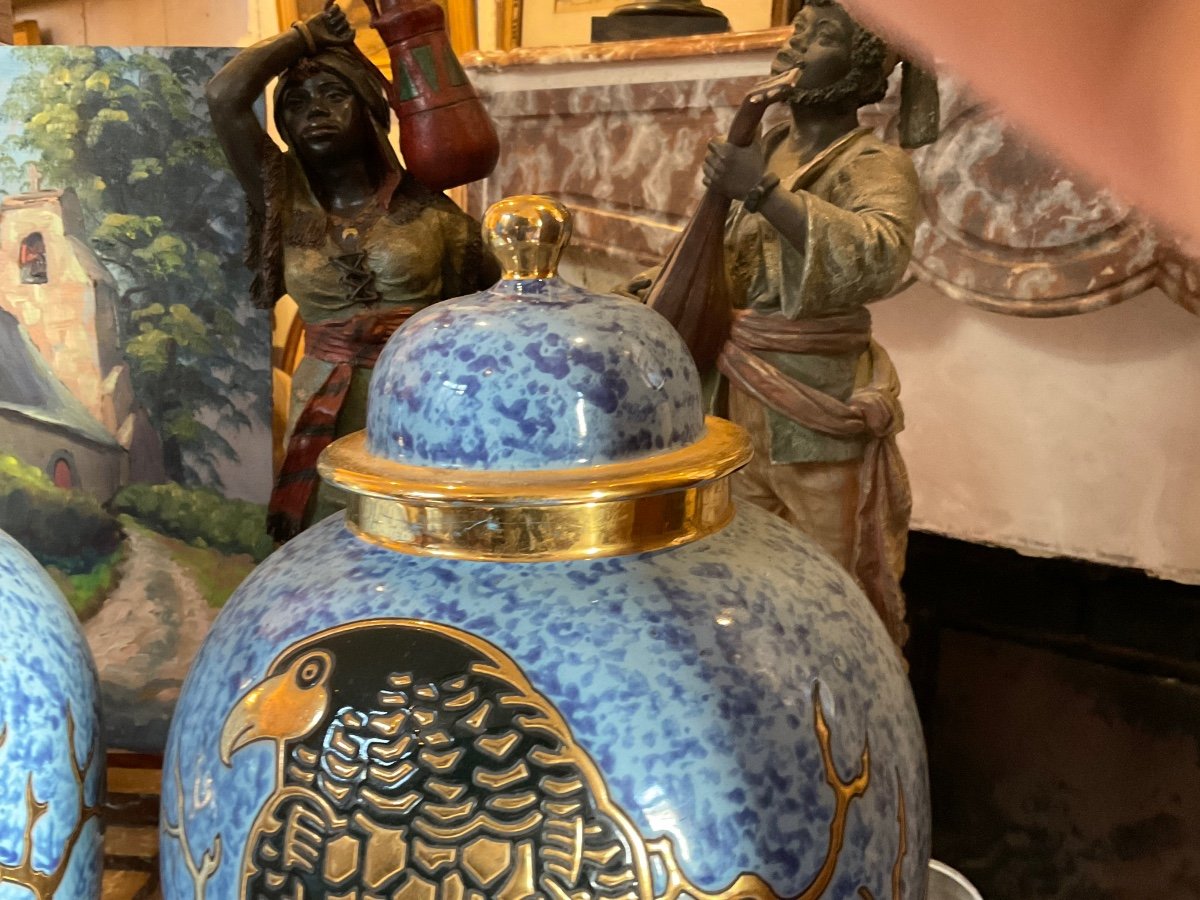 Very Beautiful Pair Of Montieres Eagle Vases-photo-2