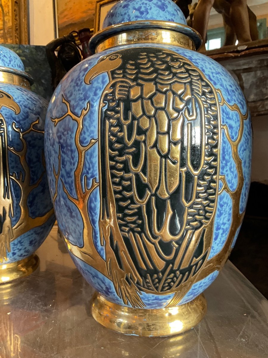 Very Beautiful Pair Of Montieres Eagle Vases-photo-4