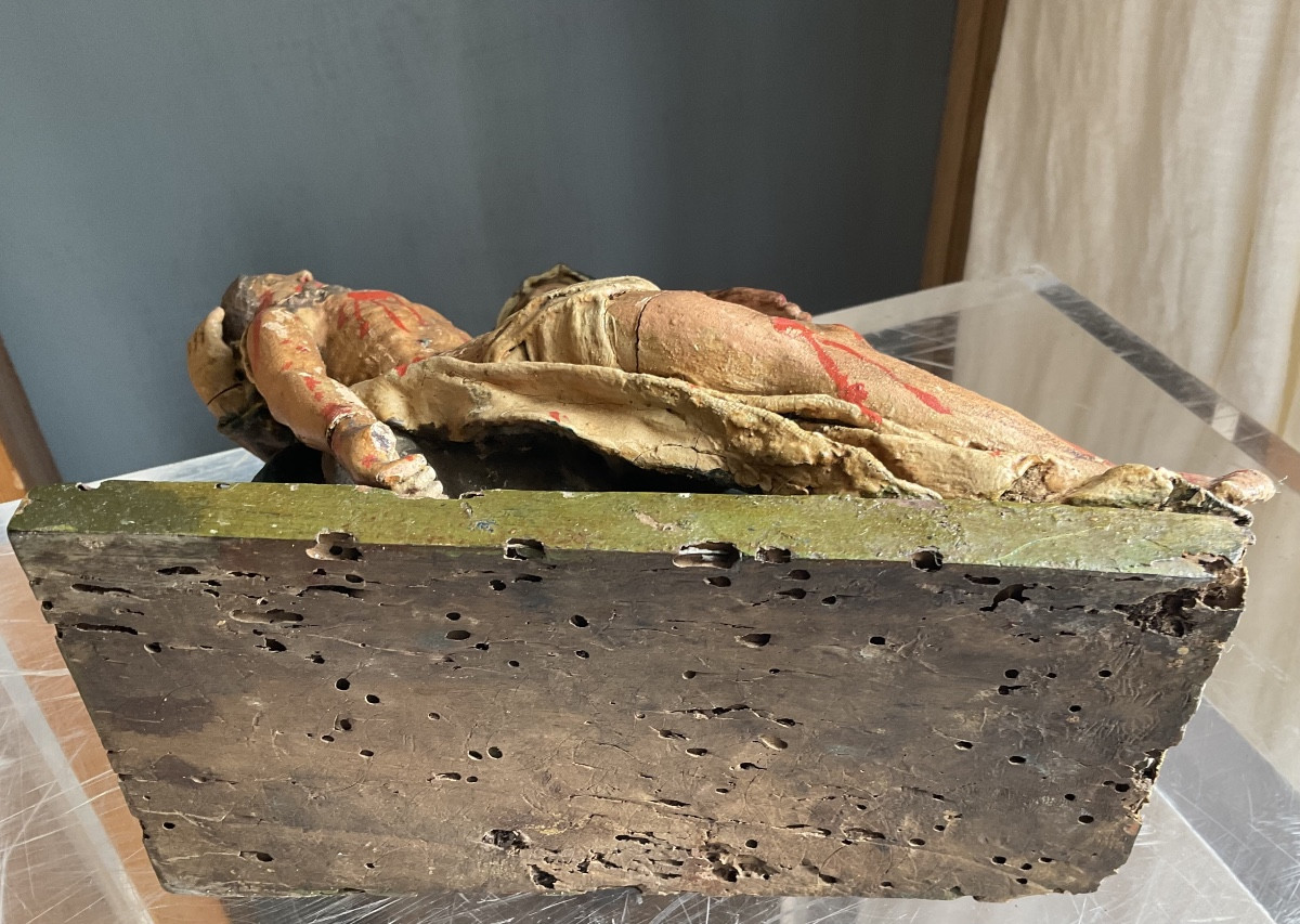 Small Italian Pieta In Wood And Papier Mache -photo-4