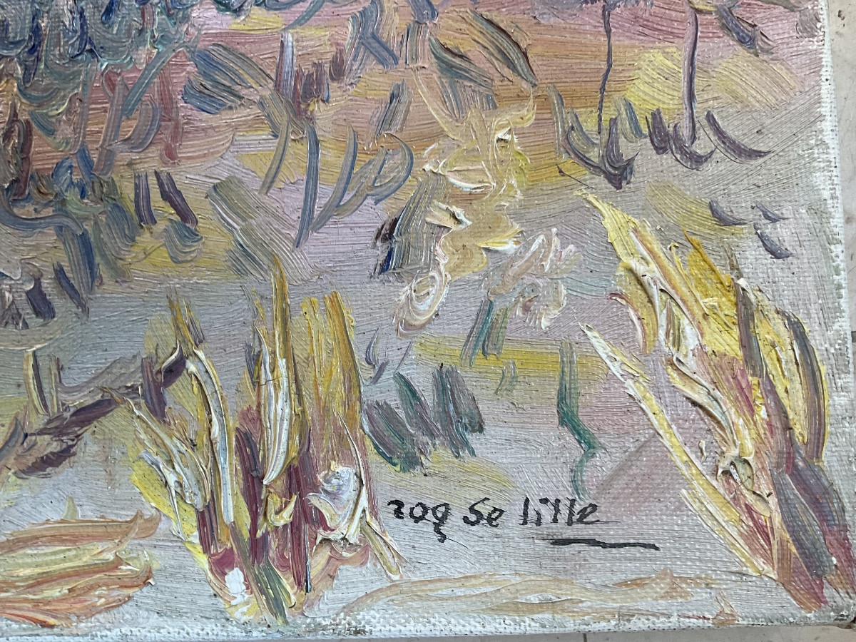 Huile Sur Toile La Seine à Duclair Par Rog De Lille-photo-3