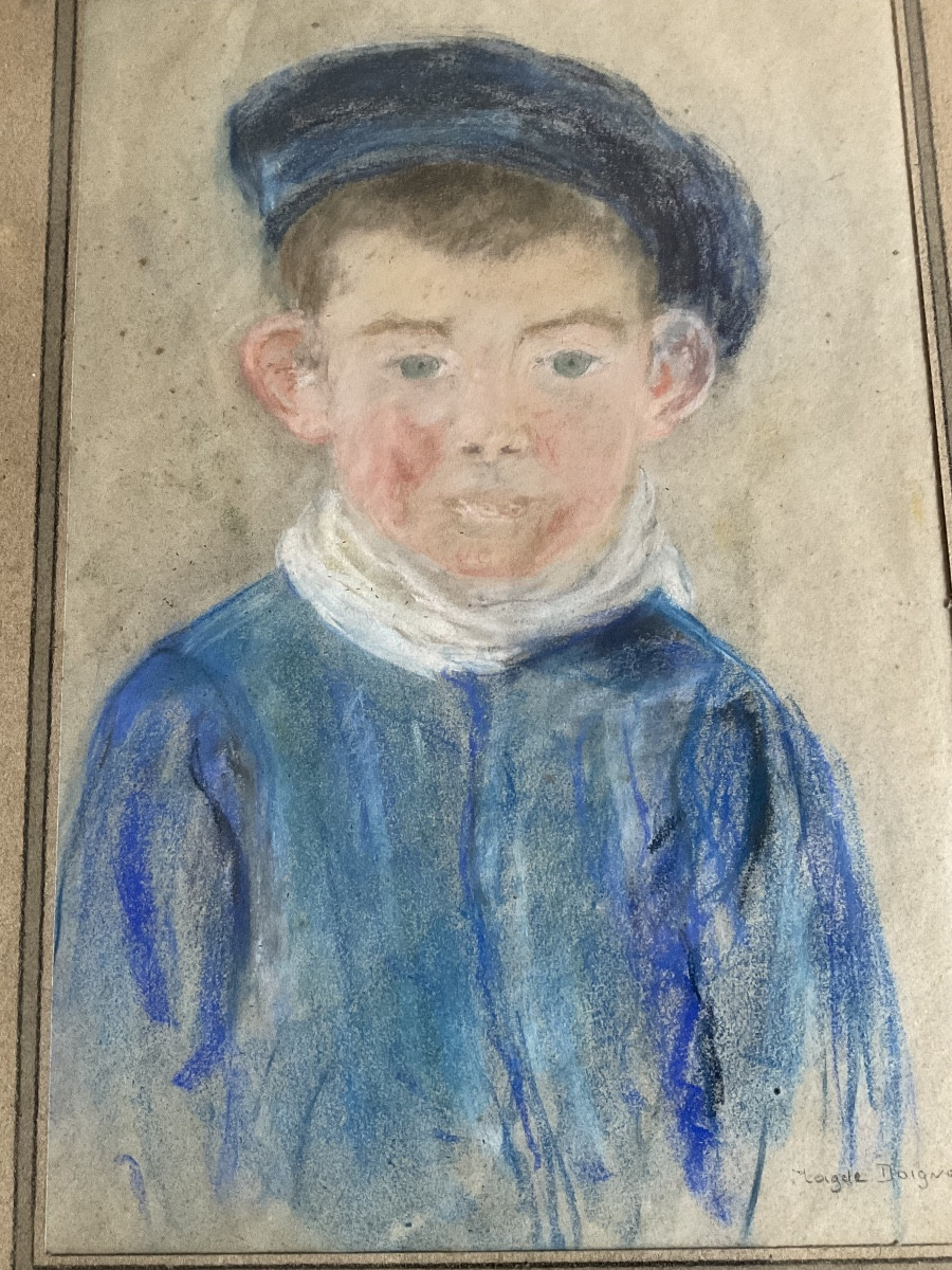 Pastel Dans Un Cadre 1930 Le Petit Pêcheur 
