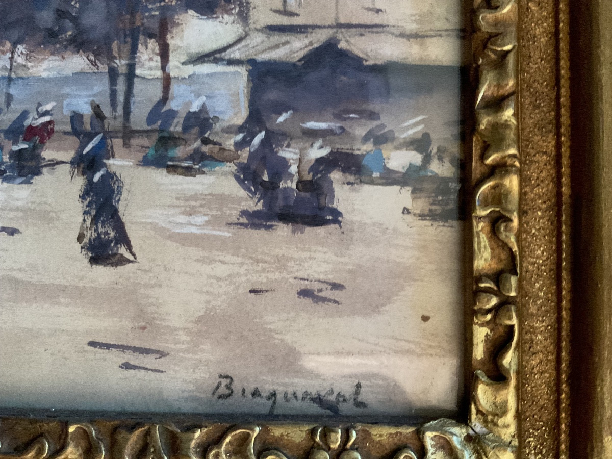 Gouache Of Paris Clock Quay By Louis Braquaval-photo-1