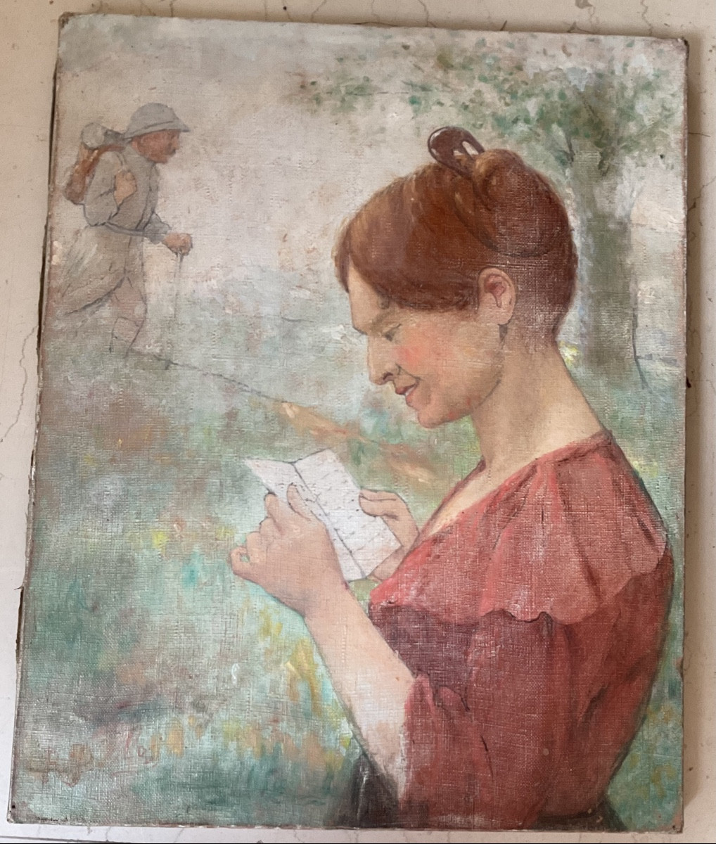 Femme à La Lettre Du Soldat-photo-2