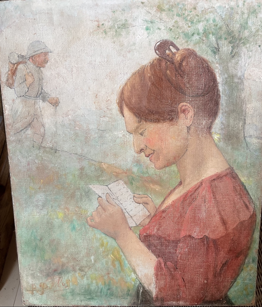 Femme à La Lettre Du Soldat-photo-4