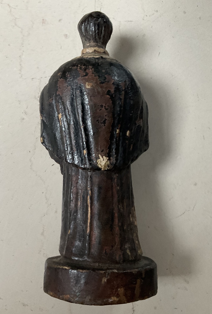 Moine bois polychrome XIXe-photo-3
