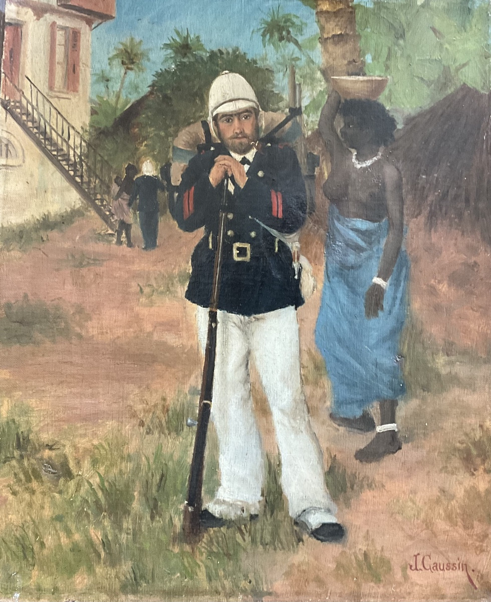 Le colonial Huile sur toile signee-photo-2