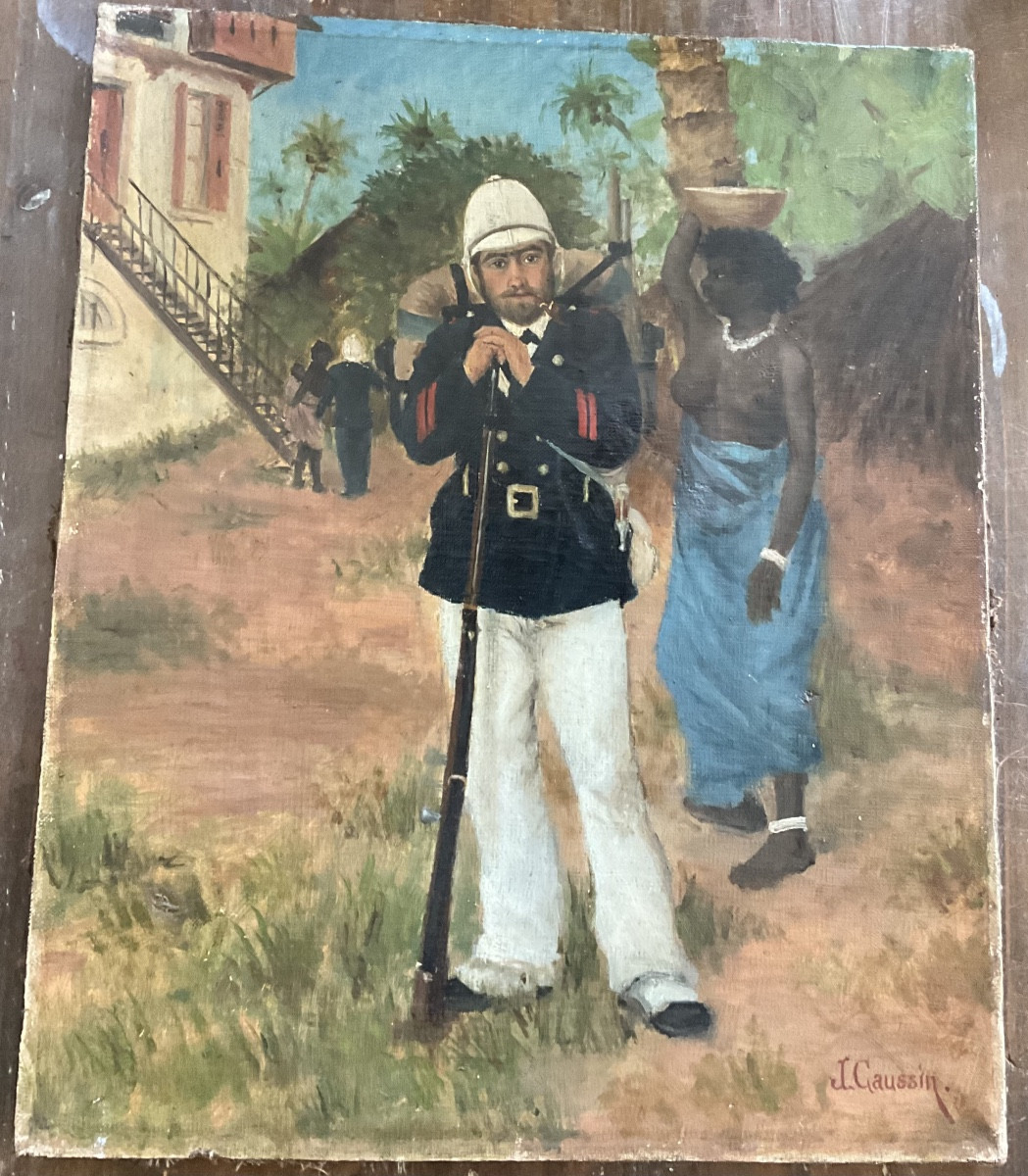 Le colonial Huile sur toile signee-photo-3