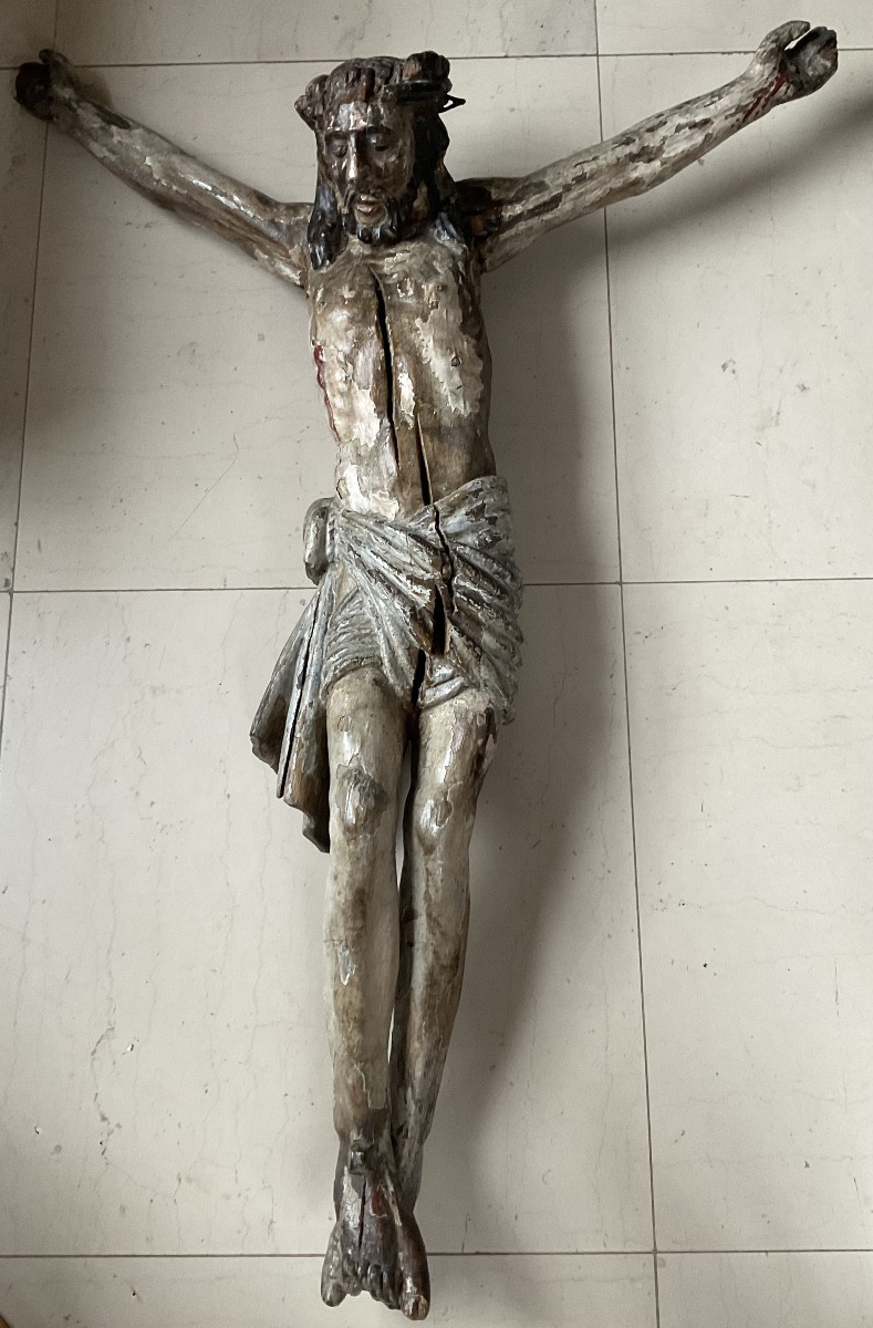 Grand christ à la couronne 1600 110 cm-photo-6