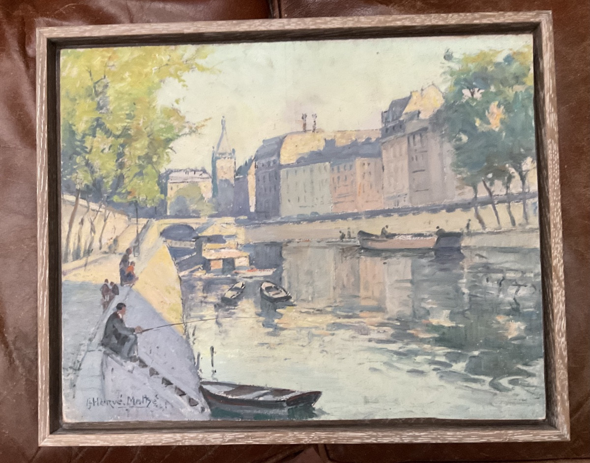 Panneau Hervé Mathe bord de Seine et bateau lavoir-photo-2