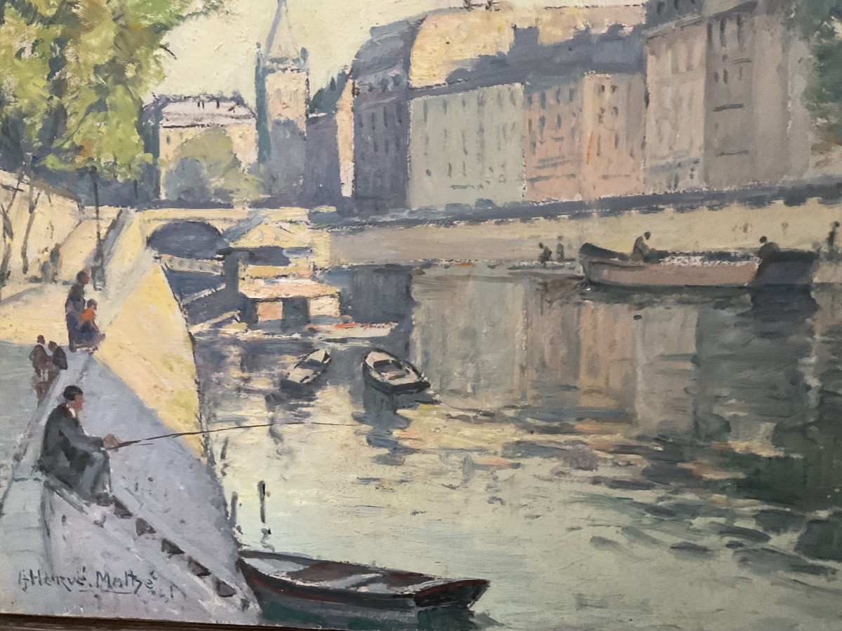 Panneau Hervé Mathe bord de Seine et bateau lavoir-photo-3