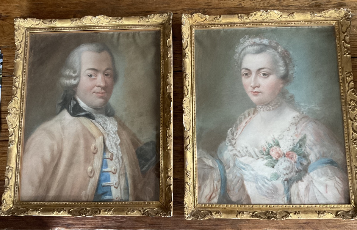 Pair Of Pastel Portraits From The Early 19th Century, 18th Century Frames-photo-4