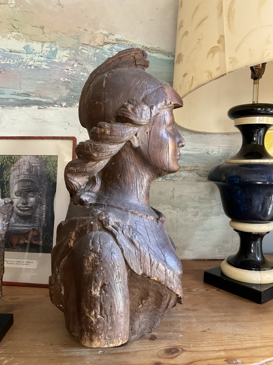 XVIII Ebust Of Minerva In Natural Wood -photo-2