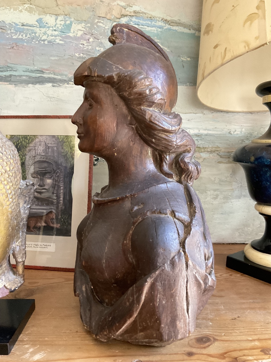 XVIII Ebust Of Minerva In Natural Wood -photo-1