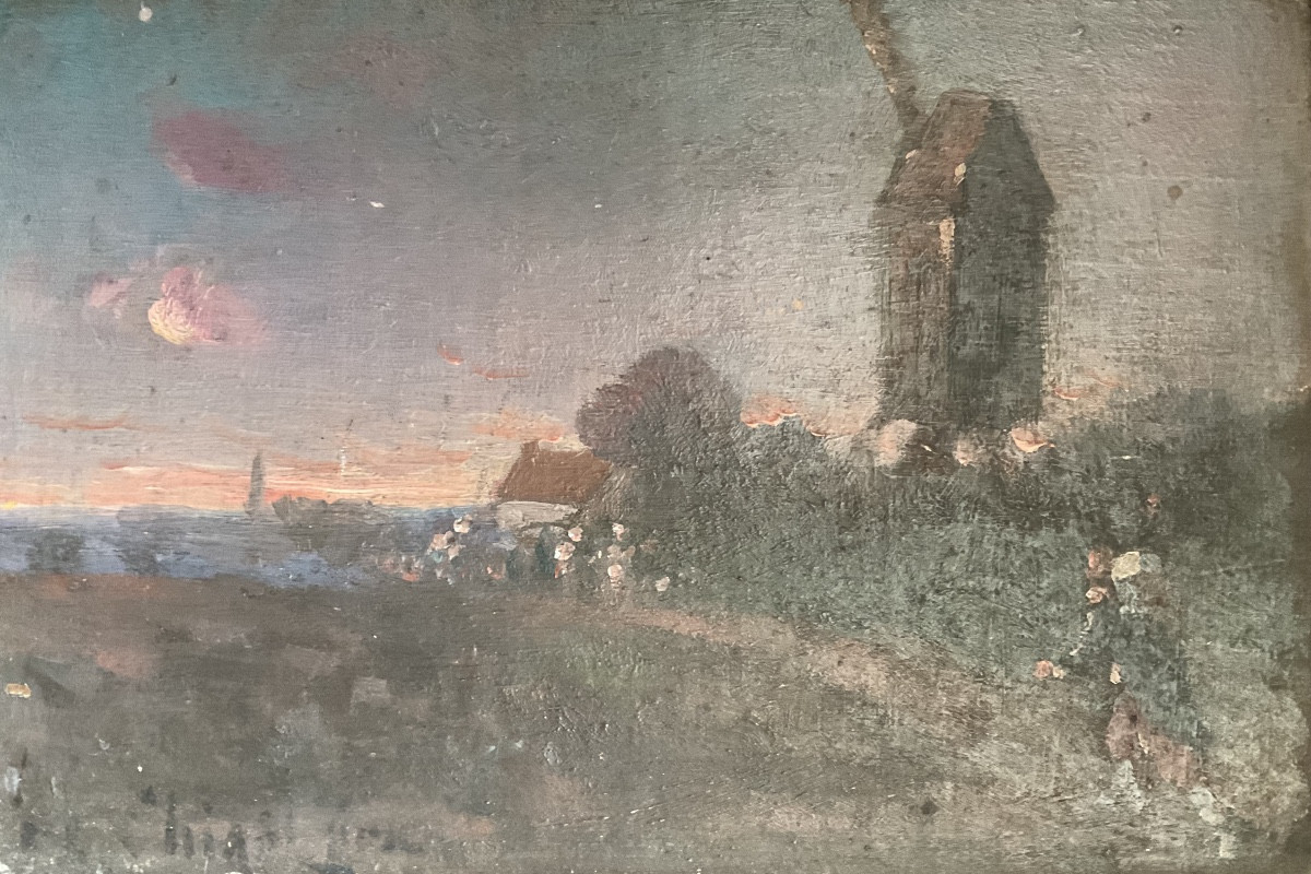 Alphonse Chigot, Military Man And Mill At Sunset