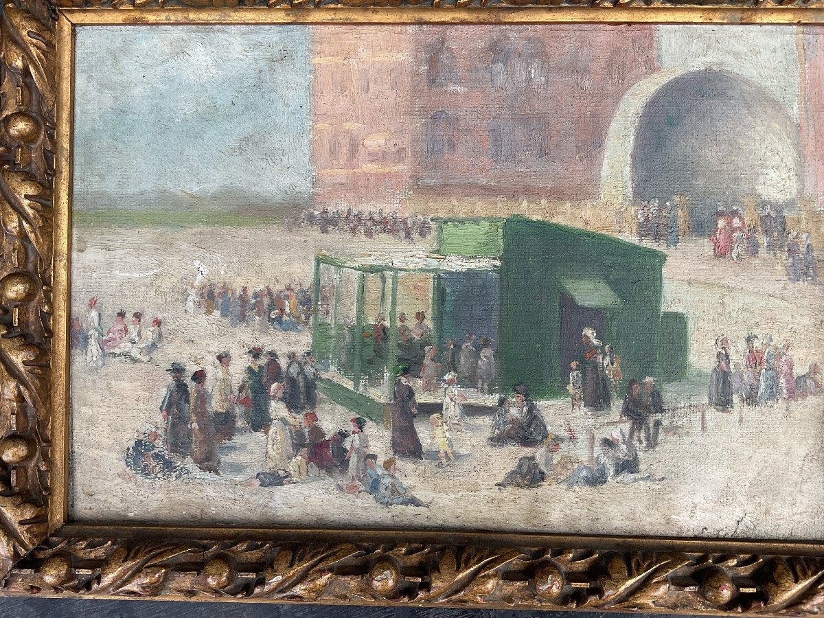 Huile sur carton animation sur la plage-photo-3