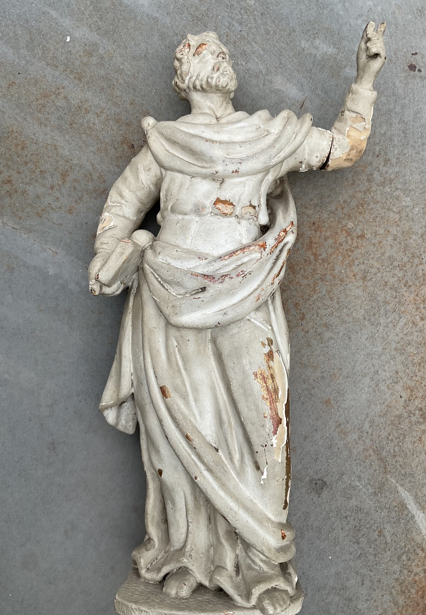 Saint bras levé dore et peint XVIIIe-photo-4
