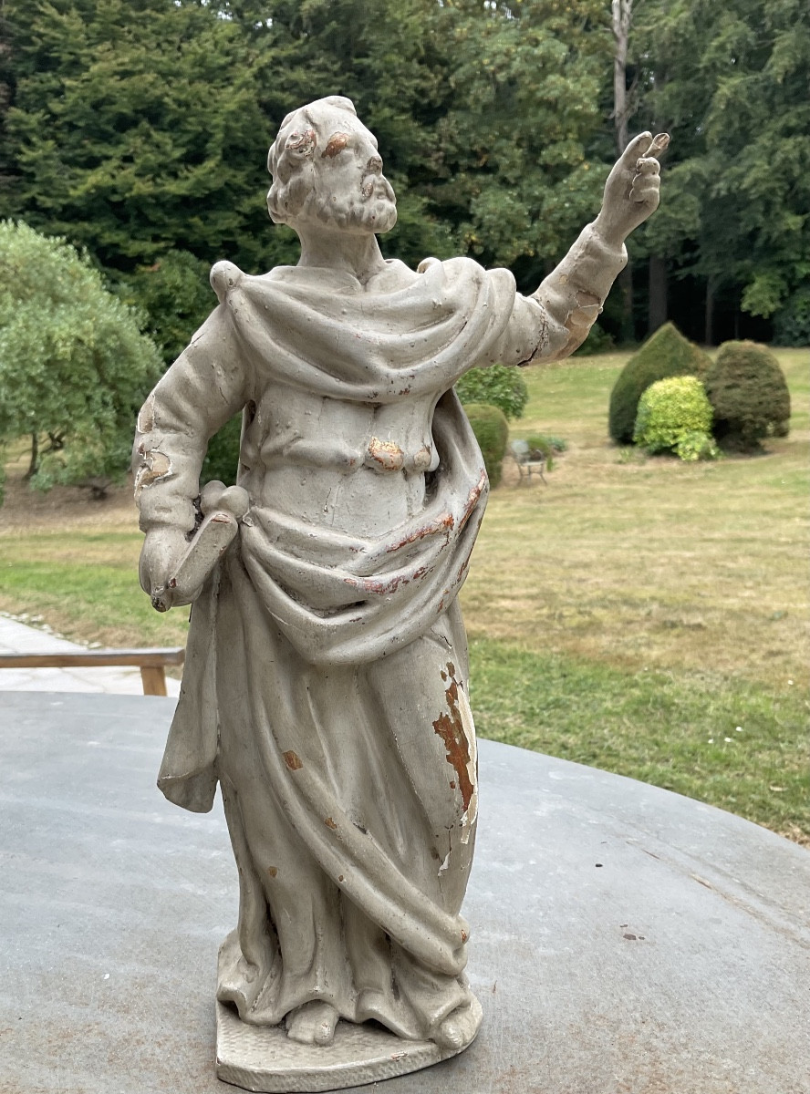 Saint bras levé dore et peint XVIIIe-photo-2