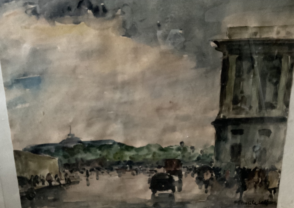 Aquarelles Paris et port par Basile Lebfevre