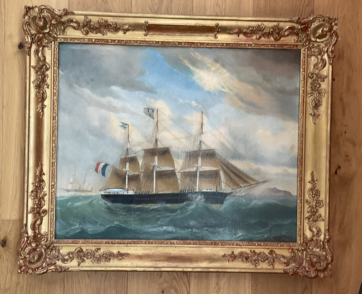 Portrait Of A Boat By Louis Gamain 1863-photo-3