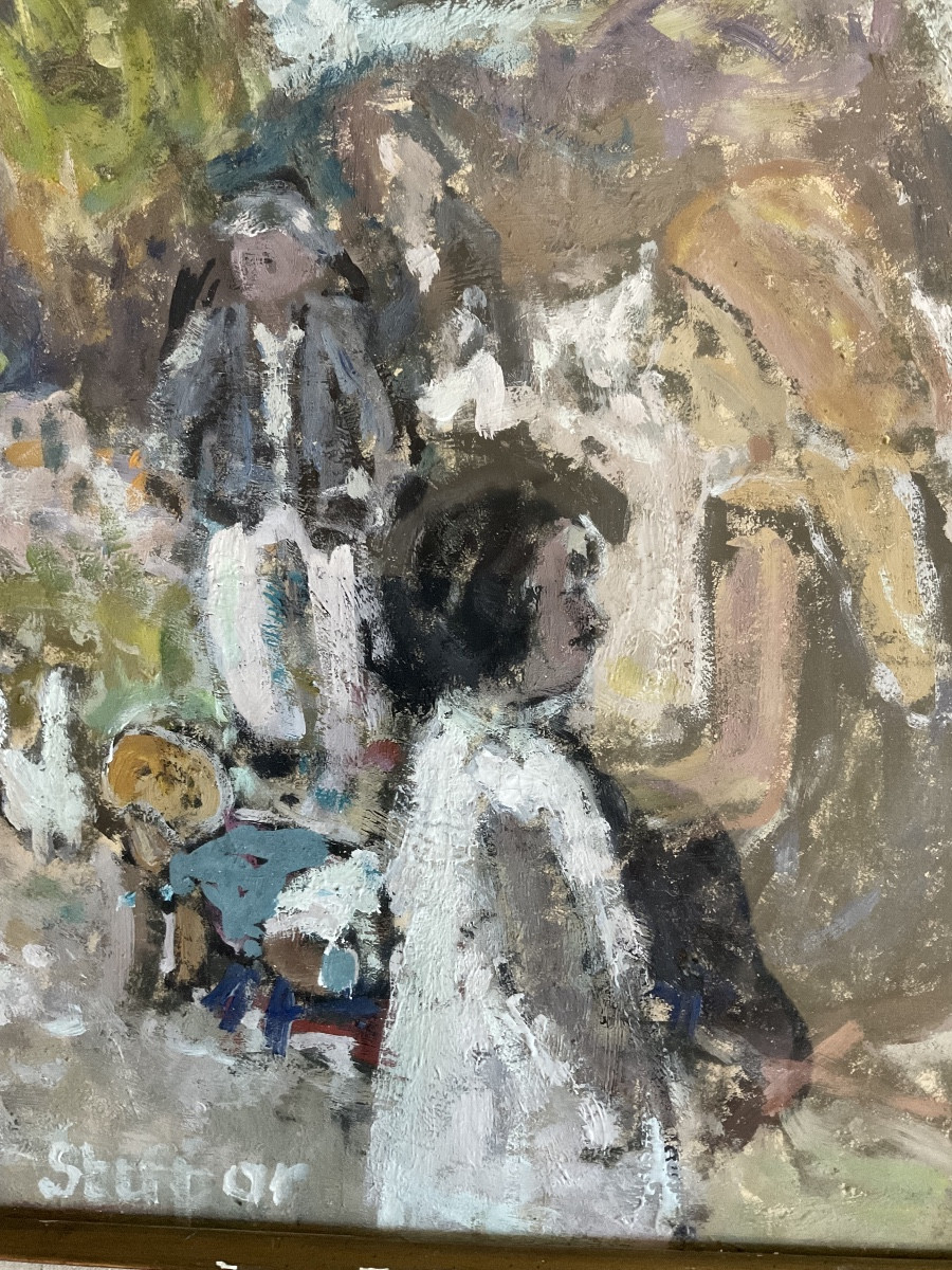 STUPAR huile sur papier enfants jouant