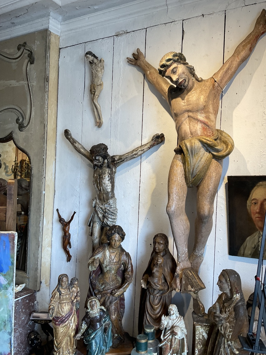 Large Polychrome Wooden Christ, 17th Century-photo-7