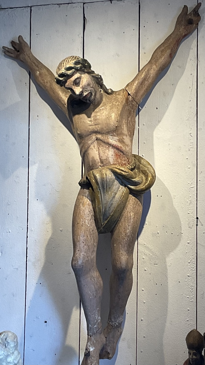 Large Polychrome Wooden Christ, 17th Century