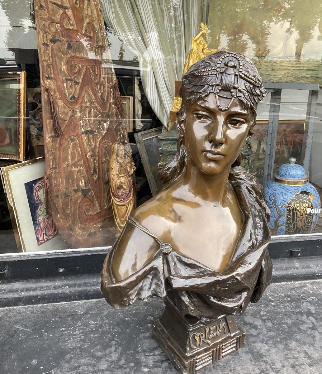 Buste de Villanis  bronze Orient-photo-2