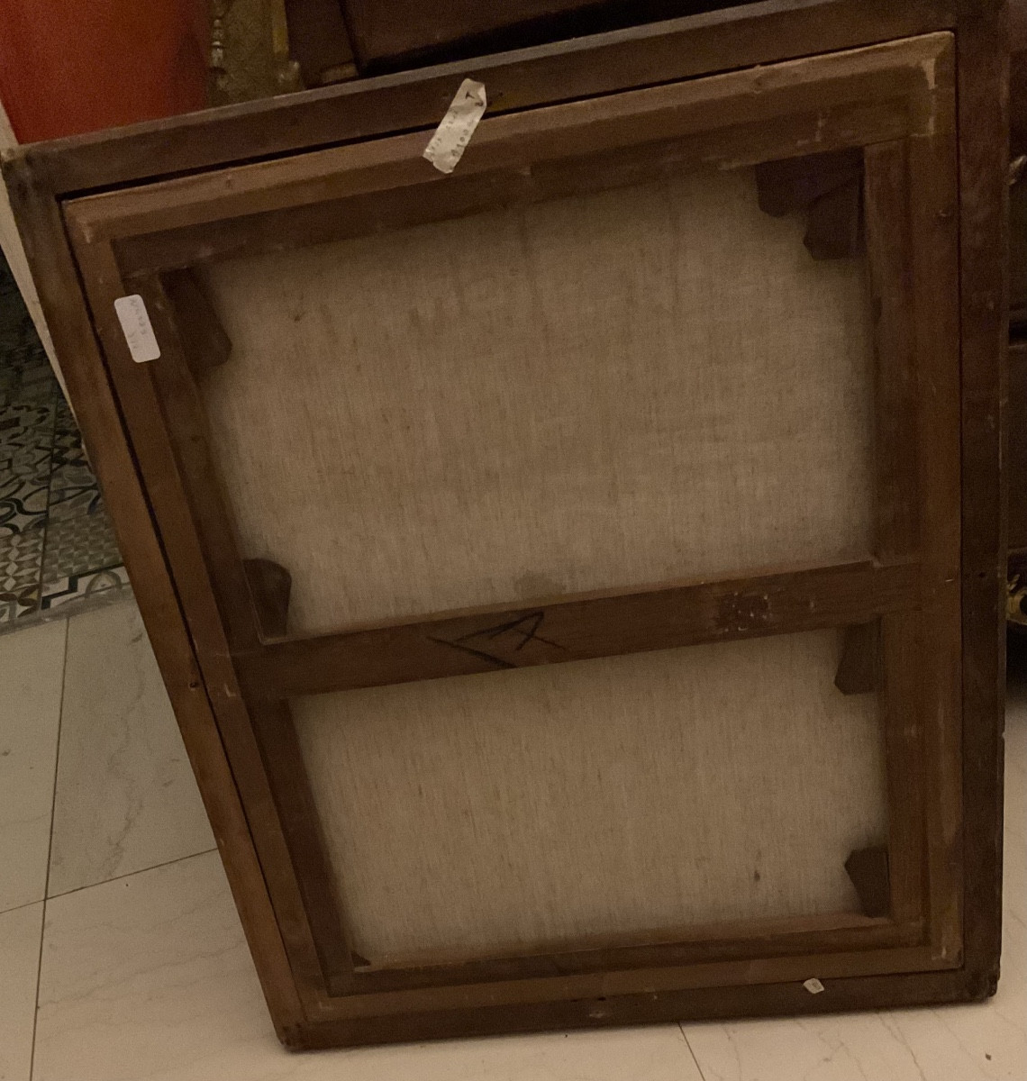 18th Century Canvas With Gilded Wooden Frame, Children In Holland-photo-2