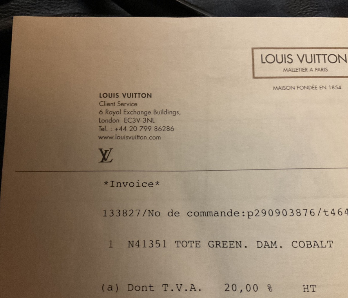 Sac Louis Vuitton avec facture d’origine -photo-3