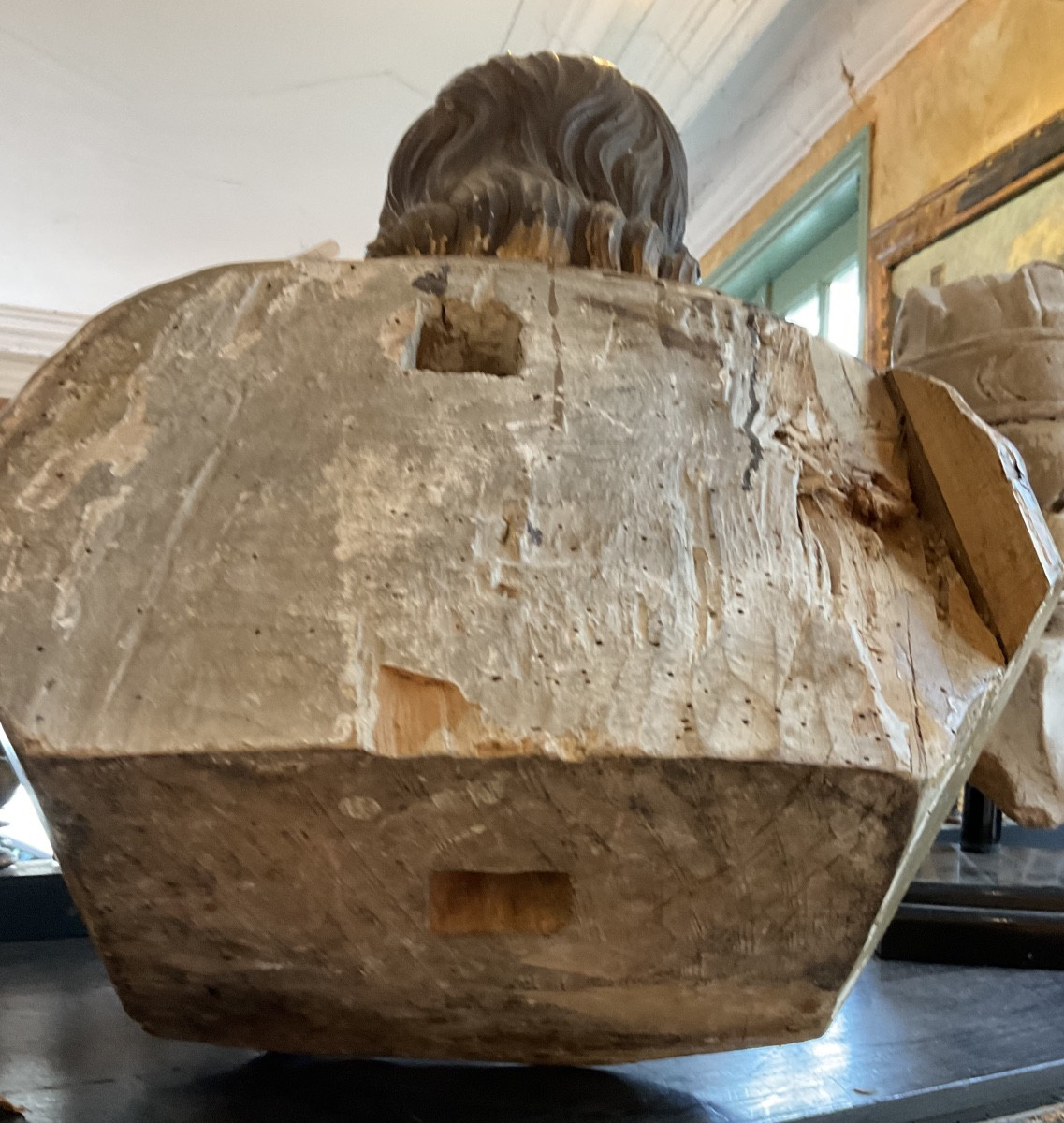 17th Century Gilded Wood Bust, Italy-photo-1