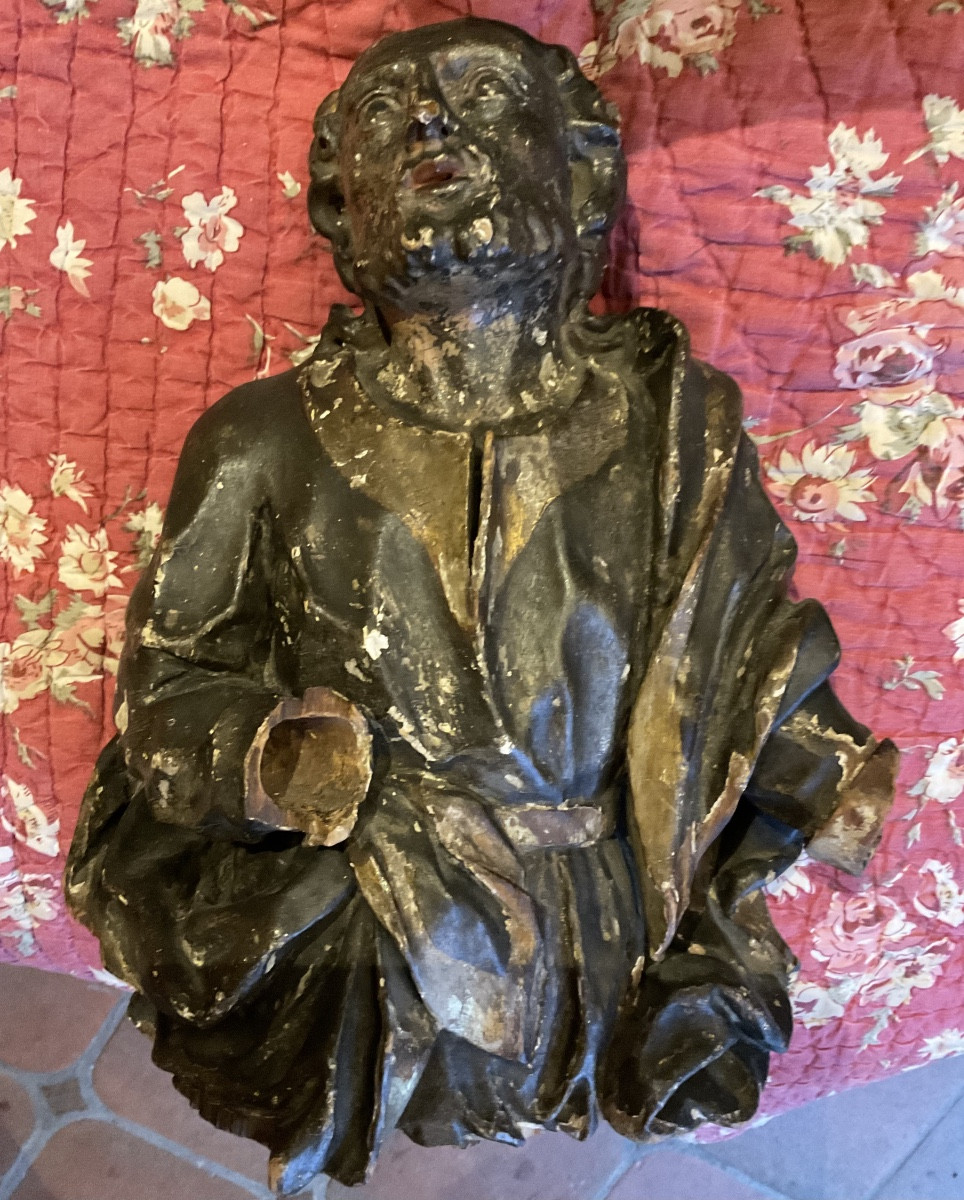 17th-century Reliquary In Its Original Polychrome Wood State -photo-3