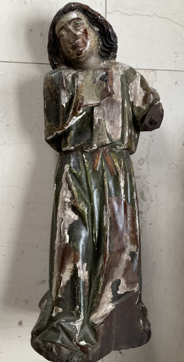 Statue bois polychrome XVIe-photo-2