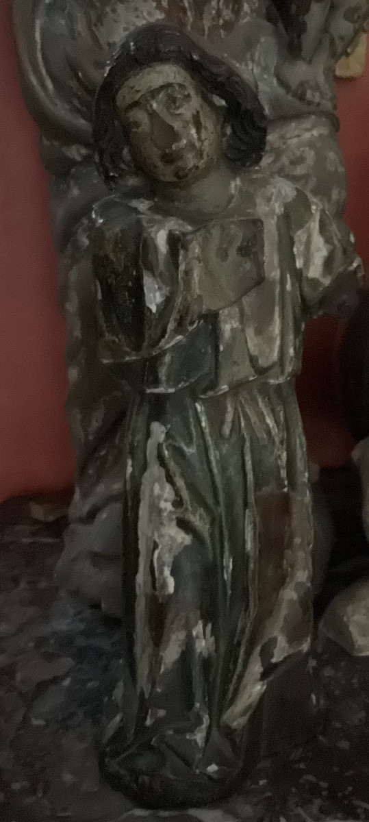 Statue bois polychrome XVIe-photo-4