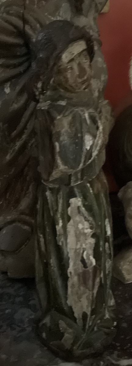 Statue bois polychrome XVIe-photo-1