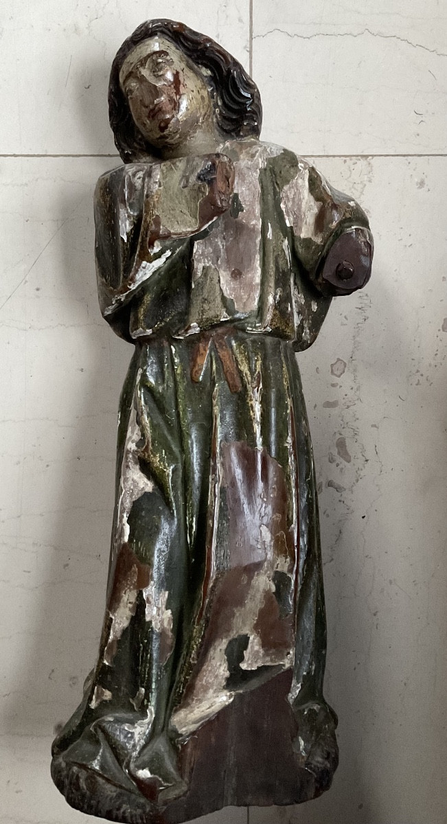 Statue bois polychrome XVIe-photo-2