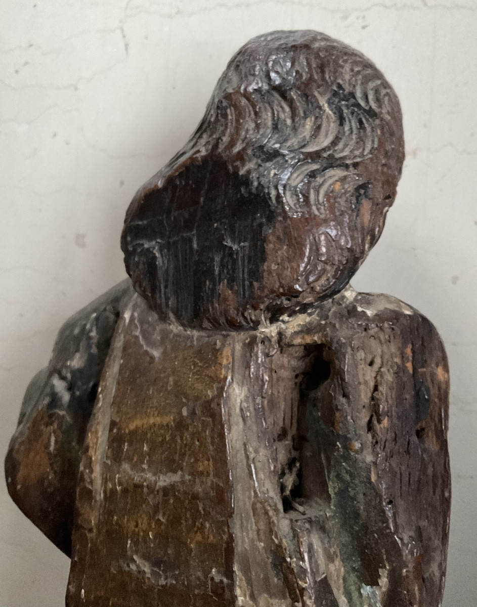 Statue bois polychrome XVIe-photo-3