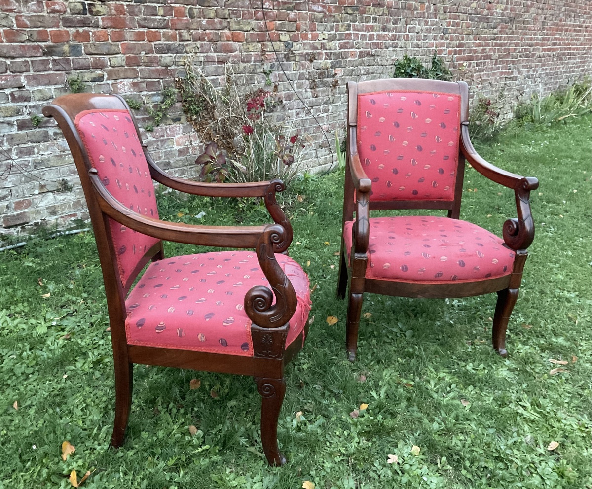 Pair Of 19th-century Mahogany Armchairs-photo-3