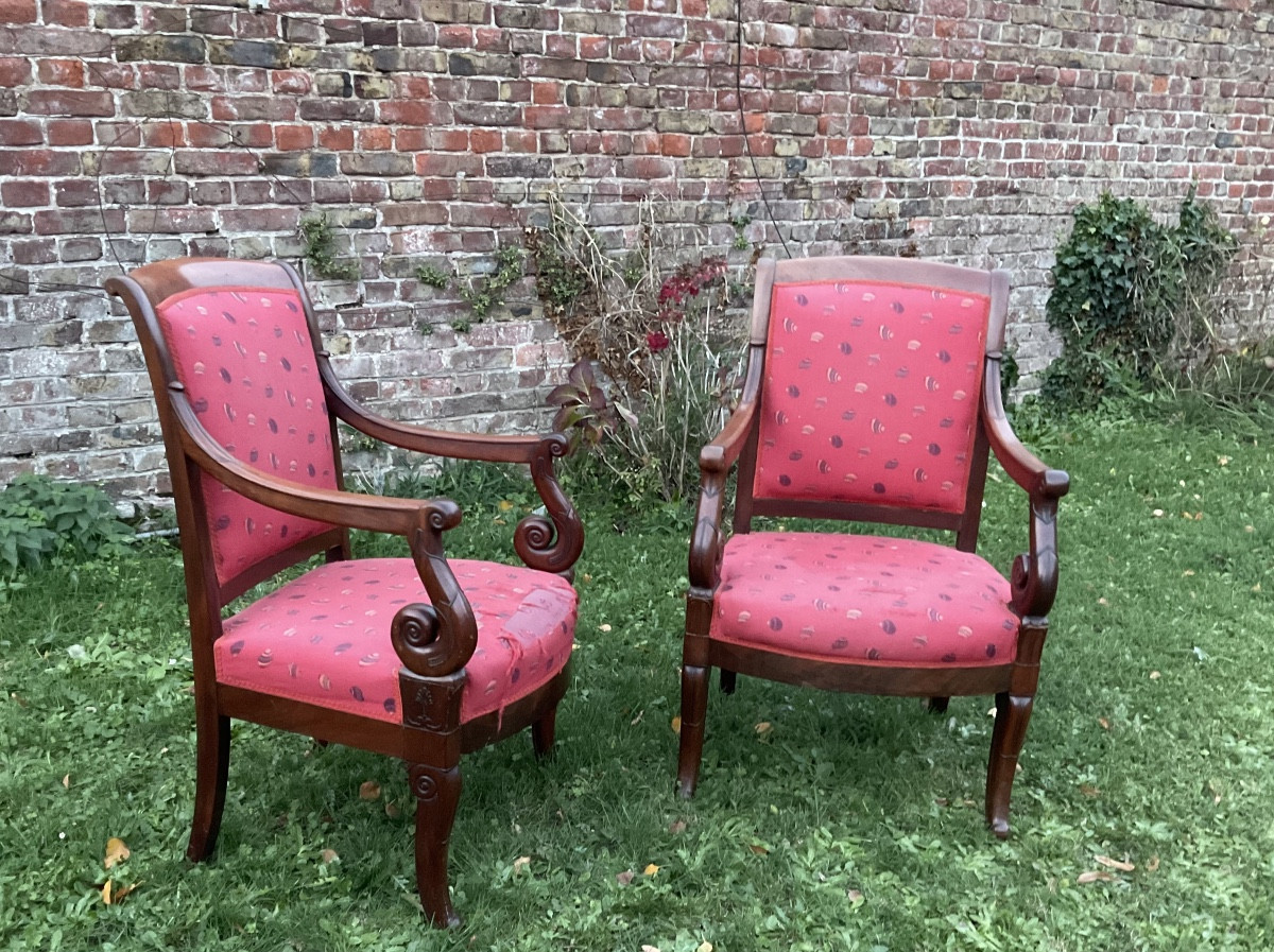 Pair Of 19th-century Mahogany Armchairs-photo-4