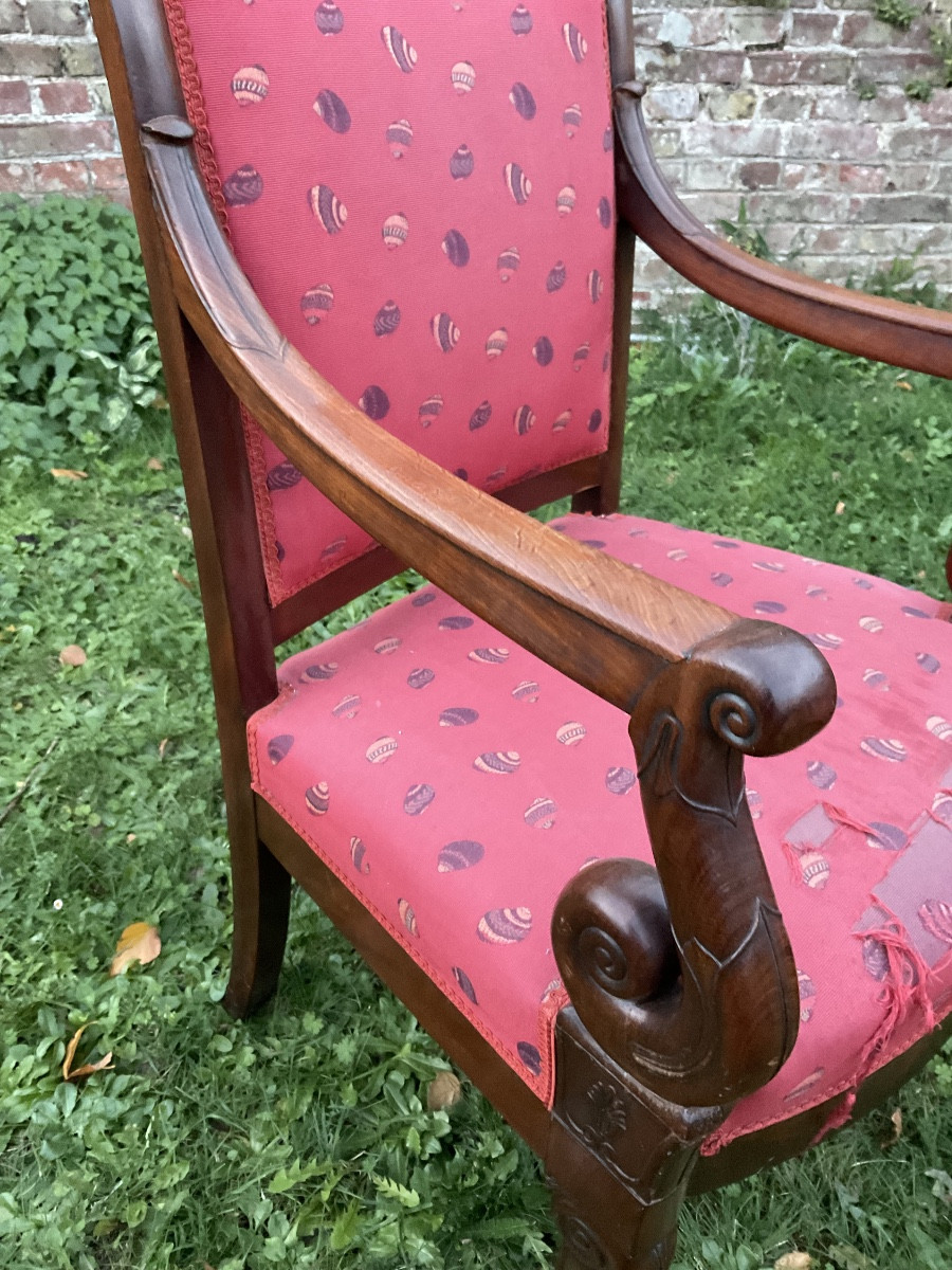 Pair Of 19th-century Mahogany Armchairs-photo-1