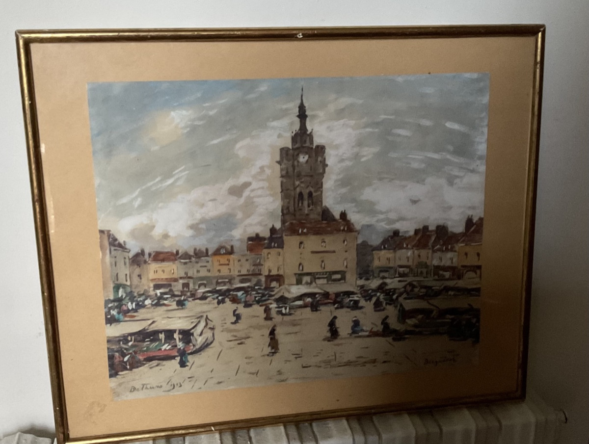 Gouache de marché de Bethune par Braquaval-photo-2