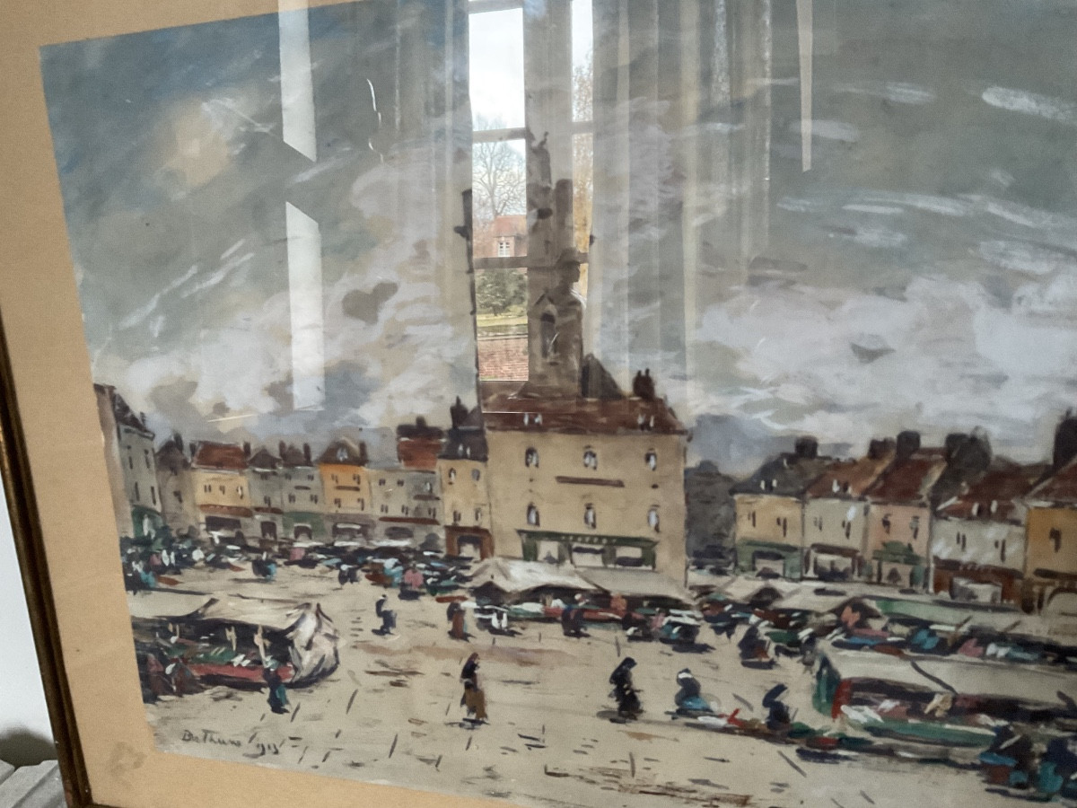 Gouache de marché de Bethune par Braquaval-photo-3