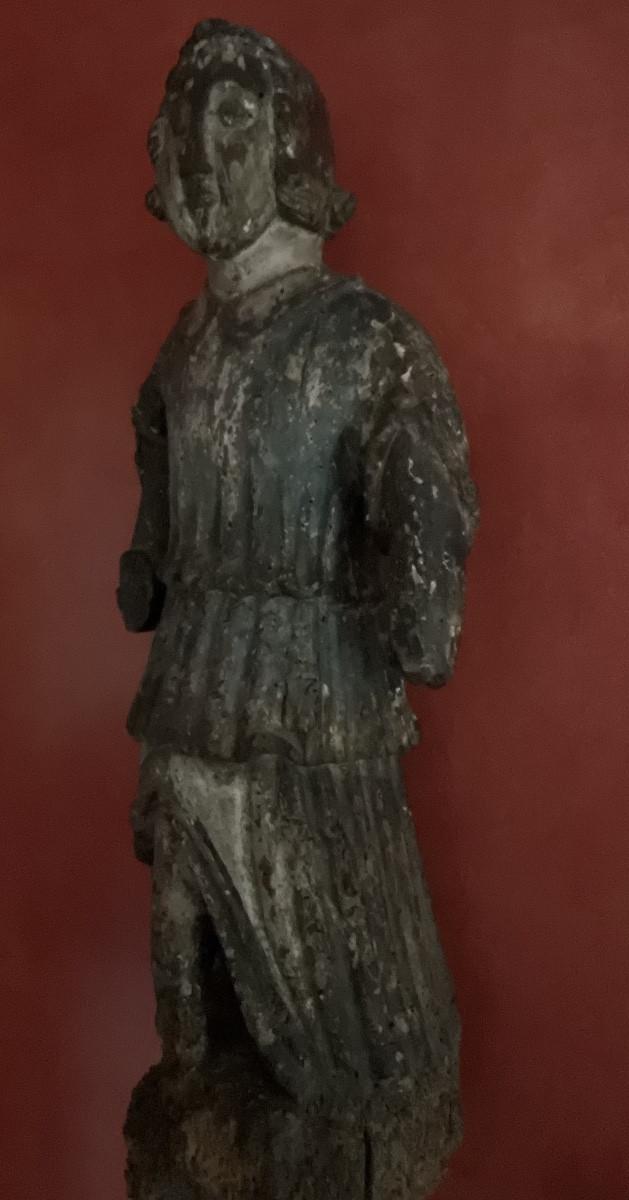 Ange en bois polychrome debutXVIIe-photo-2