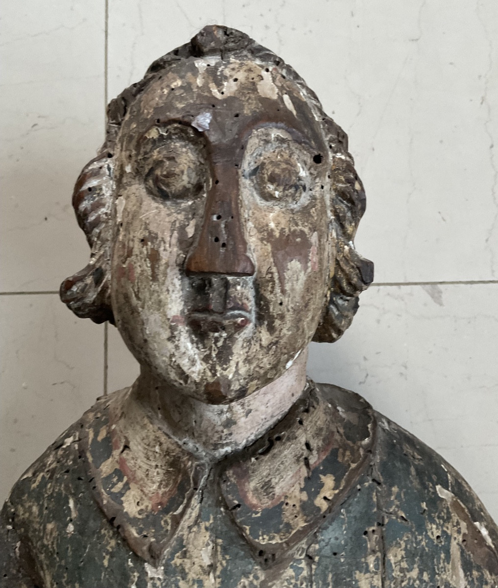 Ange en bois polychrome debutXVIIe-photo-3