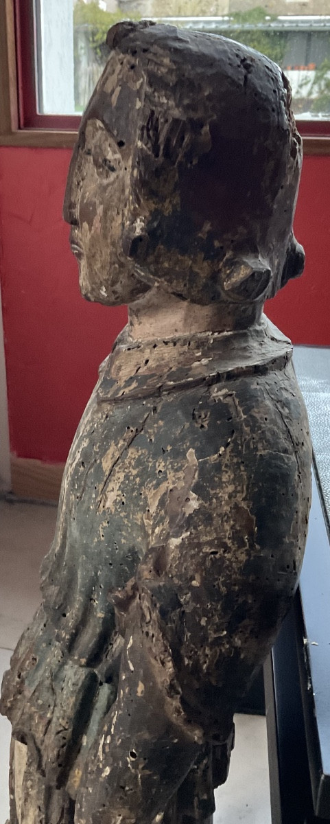 Ange en bois polychrome debutXVIIe-photo-4