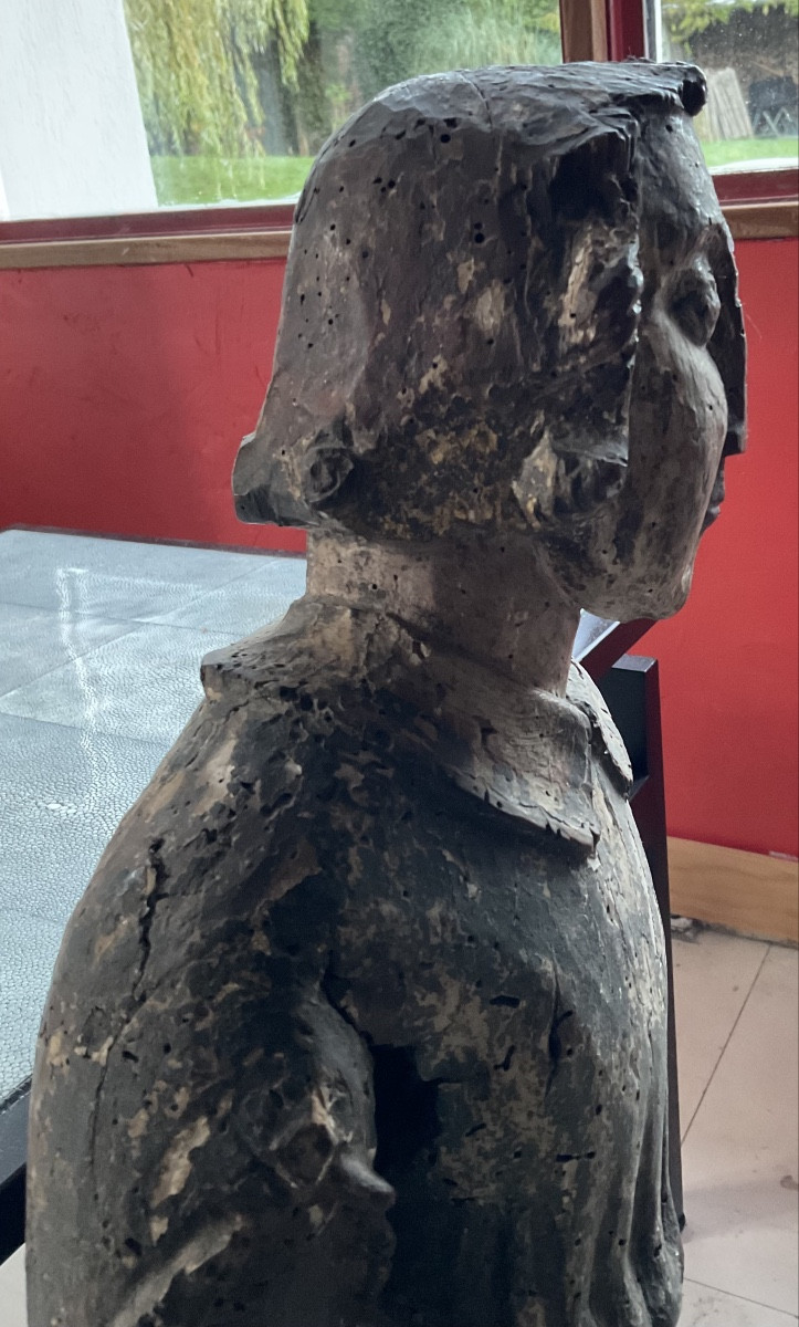 Ange en bois polychrome debutXVIIe-photo-1