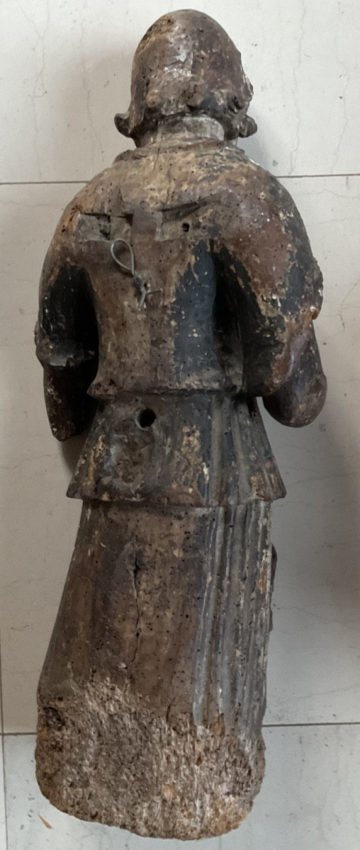 Ange en bois polychrome debutXVIIe-photo-2