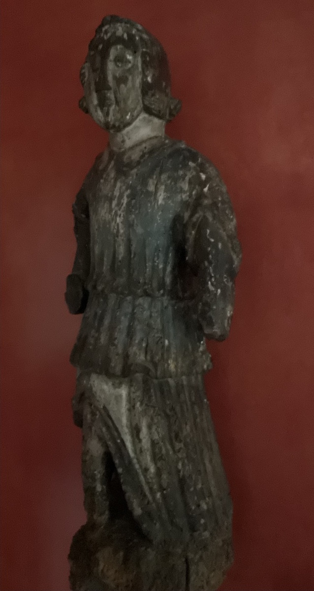 Ange en bois polychrome debutXVIIe-photo-6